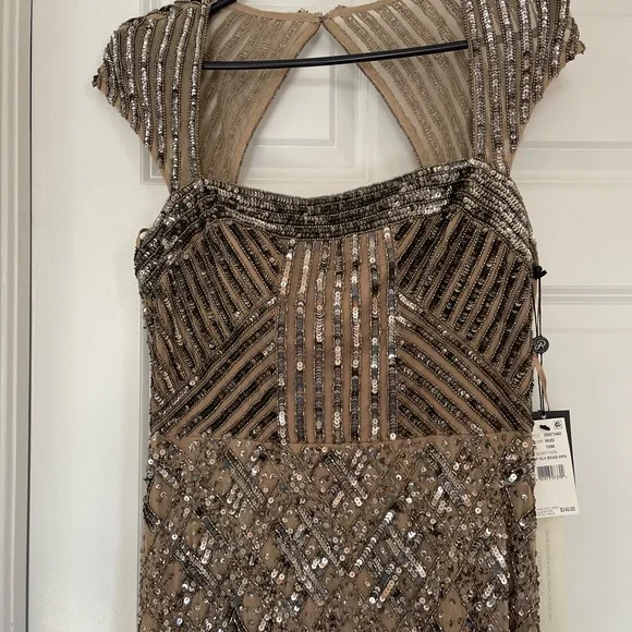 Adrianna Papell | Dresses | Adrianna Papell Silver Beaded Gown | Poshmark